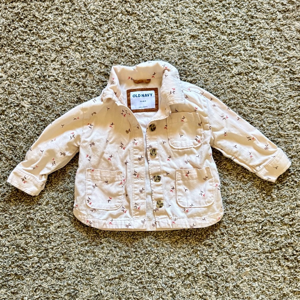 Old Navy Pale Pink Floral Print Jean Jacket for Kids